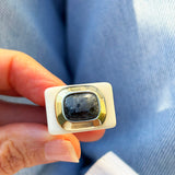 Anillo mujer crema con labradorita