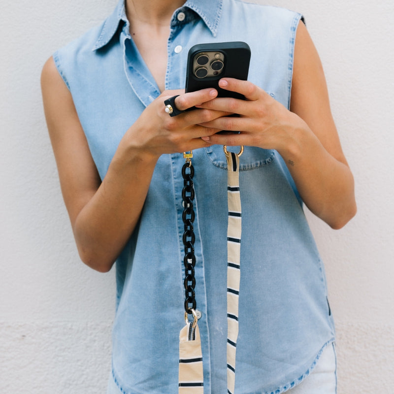 Ensemble anneau et dragonne pour mobile SANTANDER