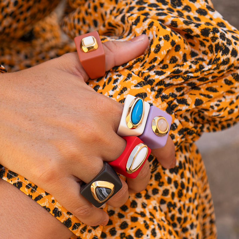 Anillo grande para mujer Klein ojo de gato verde