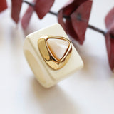 Anillos bisutería grandes Beige con piedra natural Madreperla