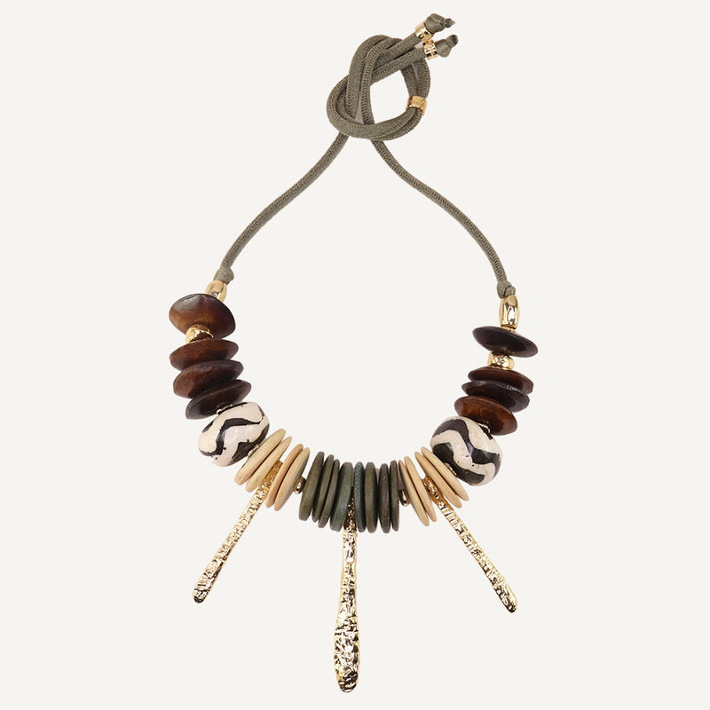 COLLAR AJUSTABLE MADERA KAKI ÉMOLO RONA