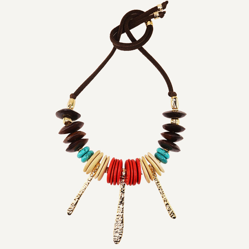 COLLAR AJUSTABLE MADERA TURQUESA ÉMOLO RONA