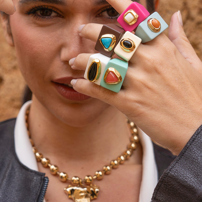 Anillo color rojo malaquita para mujer