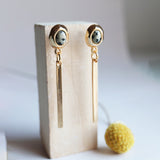 Pendientes dorados con piedra natural FINE ovalados