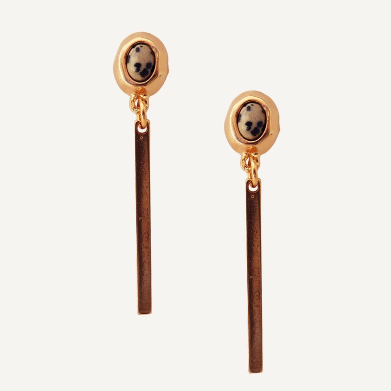 Pendientes dorados con piedra natural FINE ovalados